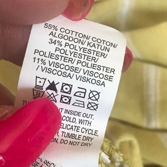 Lucky Brand Yellow and White Blouse Medium - Picture 7 of 10